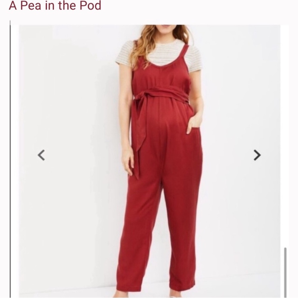 A Pea in the Pod Burgundy Maternity Jumpsuit